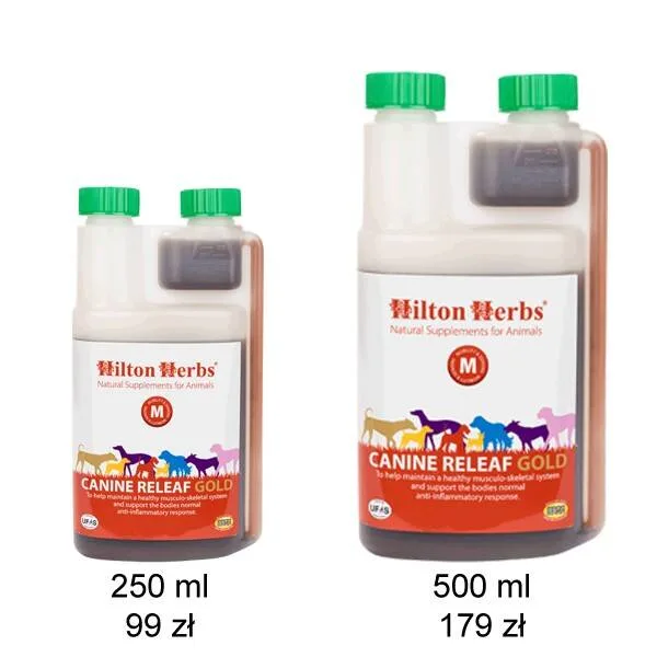 Hilton Herbs Canine Releaf Gold 500ml - suplement dla psów działający przeciwbólowo, przecizawalnie